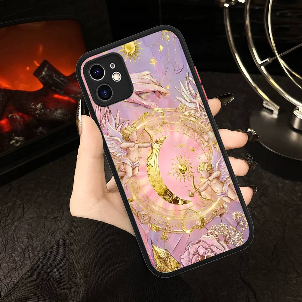 Middle Ages Retro Cupid Angel Matte Silicone Phone Cases For IPhone 16 13 15 12 11 Pro Max Plus For IPhone 14 15 Pro