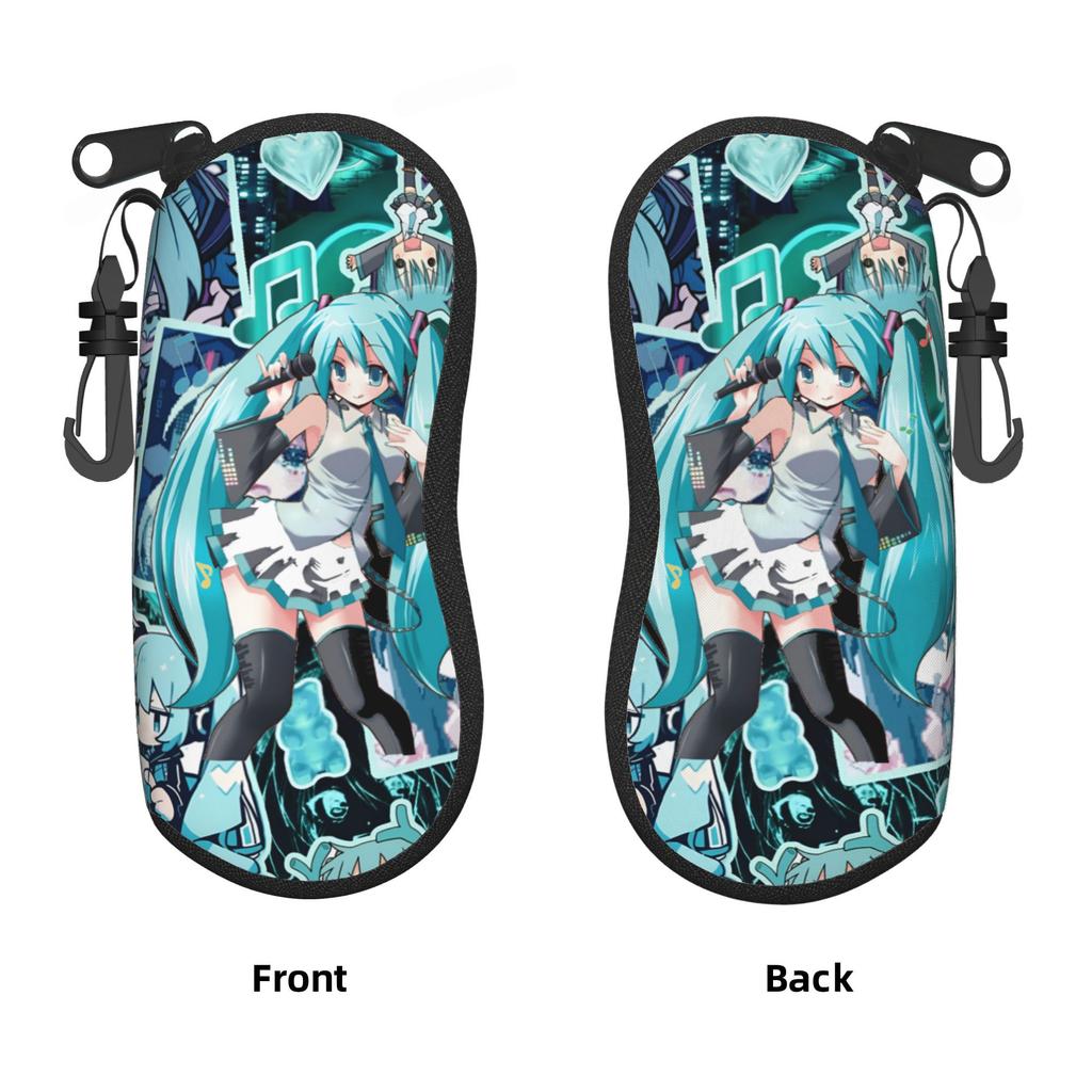 Custom Hatsune M-Mikues Japan Comic Sunglasses Soft Case Neoprene Zipper Anime Shell Eyeglass Case Protective Box For Glasses