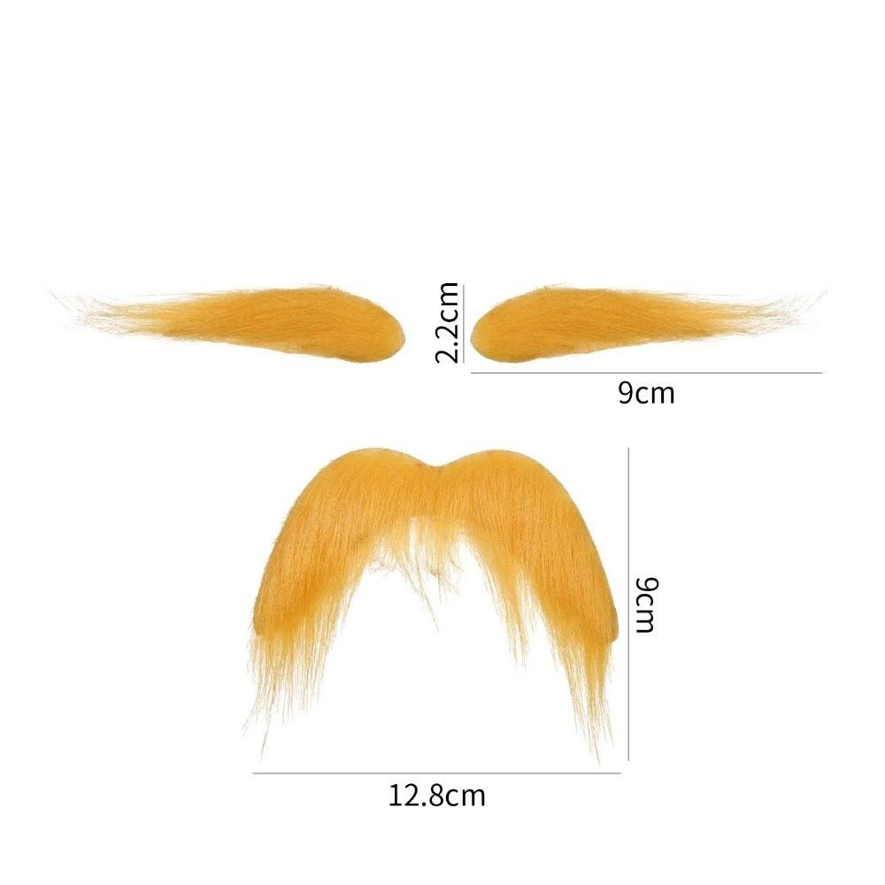 Self Adhesive Fake Beard Yellow Color Cosplay Outfit Accessories Mustaches Set  Outfit Styling