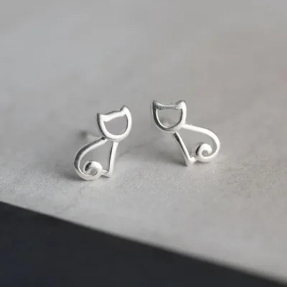 Silver Plated Korean Style Stud Earrings for Women Creative Ear Hole Design Allergy Free Fine Jewelry Accessories