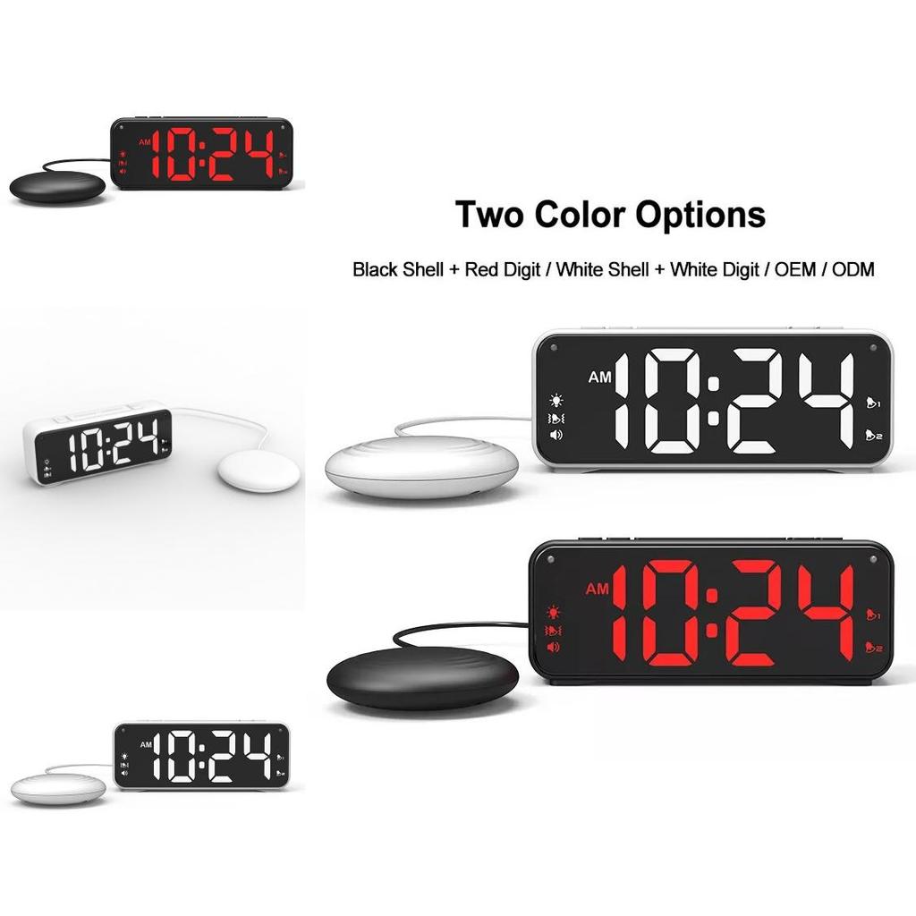 Digital Alarm Clock With Strong Vibrations And Multiple Ringtones For Adults