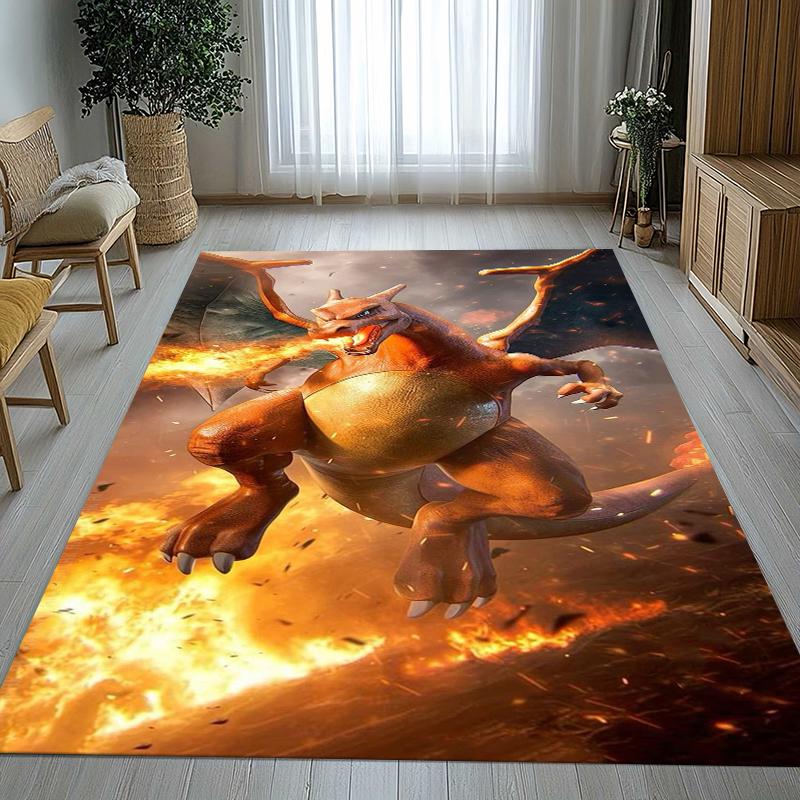 Charizard Charmander Pokemon Living Room Non-Slip Area Rug Soft Carpet for Bedroom Kids Playroom Sofa,Home Decor Doormat Gift