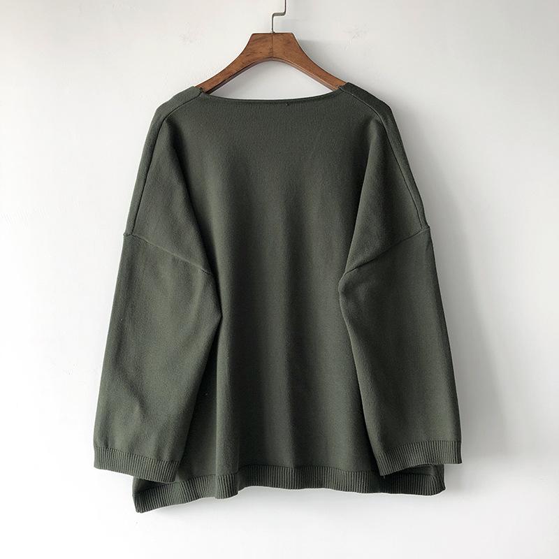 Loose Retro Knitted Cardigan Sweater Women's Thin Long-sleeved Korean V-neck Solid Color Jacket