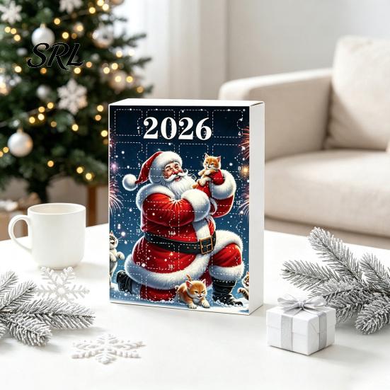 Christmas Tree Decorations Hanging Ornaments 2026 Cat Advent Calendar, 24 Days Countdown Calendar with Festive Home Decor Santa Hat Kitten 2D Acrylic