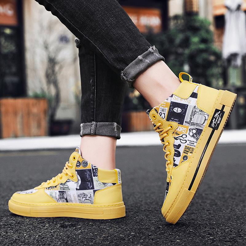 Fashion Graffiti Printed Skateboard Shoes Men's High Top Men Sports Sneakers Platform Women Trainers Skate Shoes Running Casual