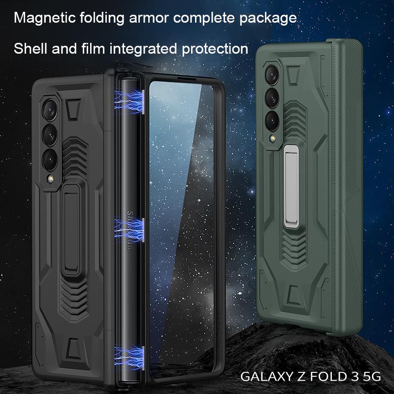 Scharnierhalterung Fall magnetische Rüstung Abdeckung für Samsung Galaxy Z Fold 3 5g Fall eingebauter Bildschirm Kamera Schutz stoßfest Fundas