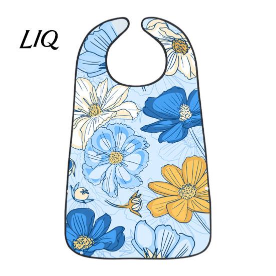 Stylish Senior Clothing Protector Adult Bib, Waterproof Easy Clean Feeding with Floral Elderly Mealtime Bib Printed, Protector, for Seniors Dining Aid