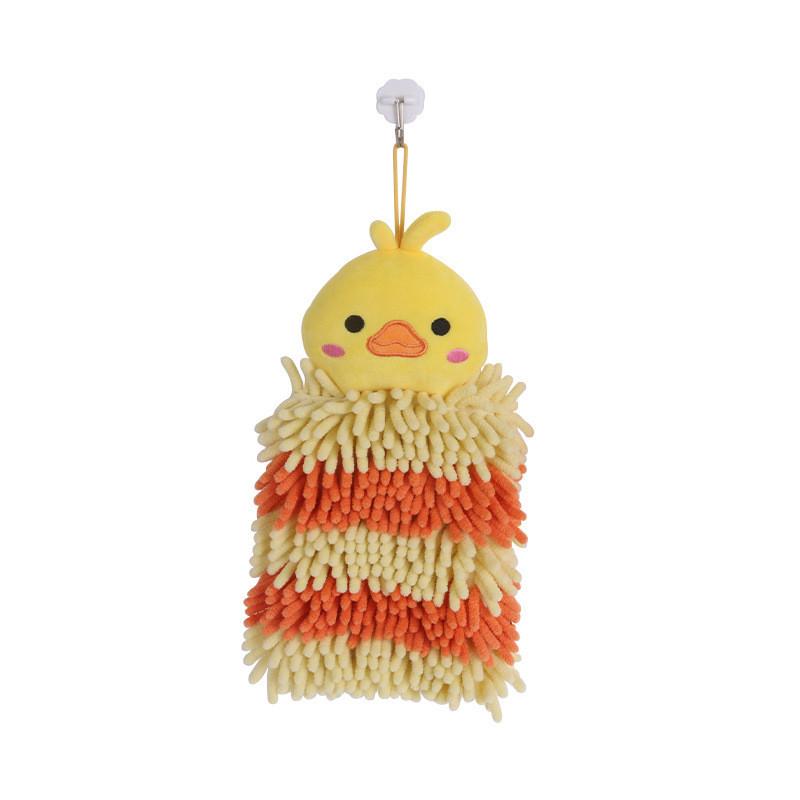 Cartoon Animal Square Chenille Hand Towel With Absorbent Polyester For Kitchen Use