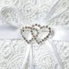 Rings Pillow Western Wedding Props Bowknot Double Heart Rings Cushion Bridal Wedding Rings Holder Engagement Supplies
