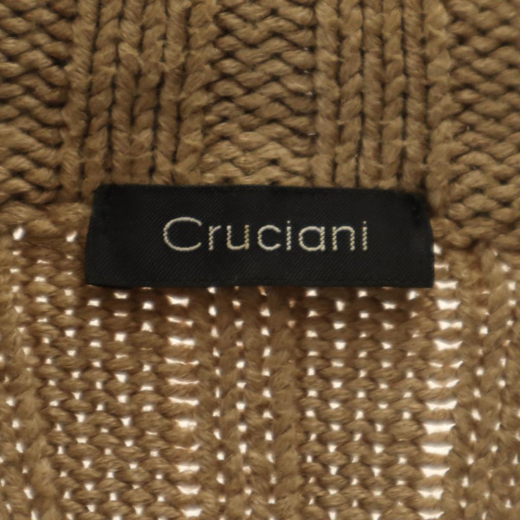 CRUCIANI made in Italy Long sleeve Half zip knit beige sweater Women Used