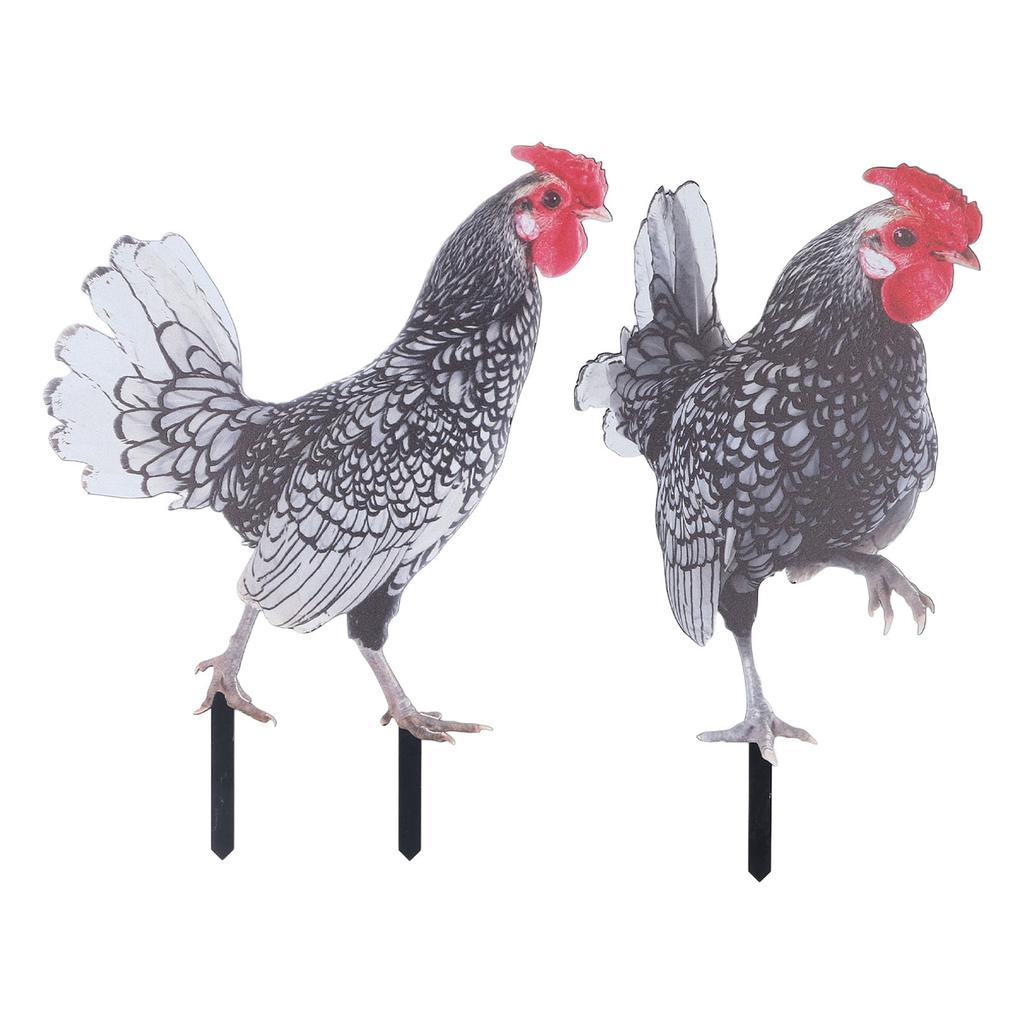 2ks Kuřecí výzdoba na dvorku Barevné poutavé realistické akrylové dekorativní zahradní slepice vytyčují ven