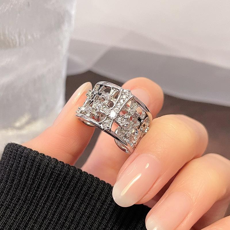 Ring Women S Fashion Vintage Cross Punk Dark Personality Open Ring Niche Cold Wind Index Finger Ring Adjustable opening