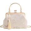 Liebendo Party Bag, Clasp Closure Handbag with Pearl Chain and Pouch, Women's, Yukata, Kimono, Graduation, Wedding (Beige)