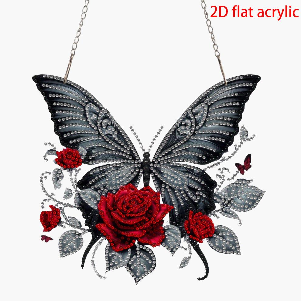 Handmade DIY Diamond Painting, Butterfly Pattern Bright Diamond Acrylic Decorative Ornament 13X14.5