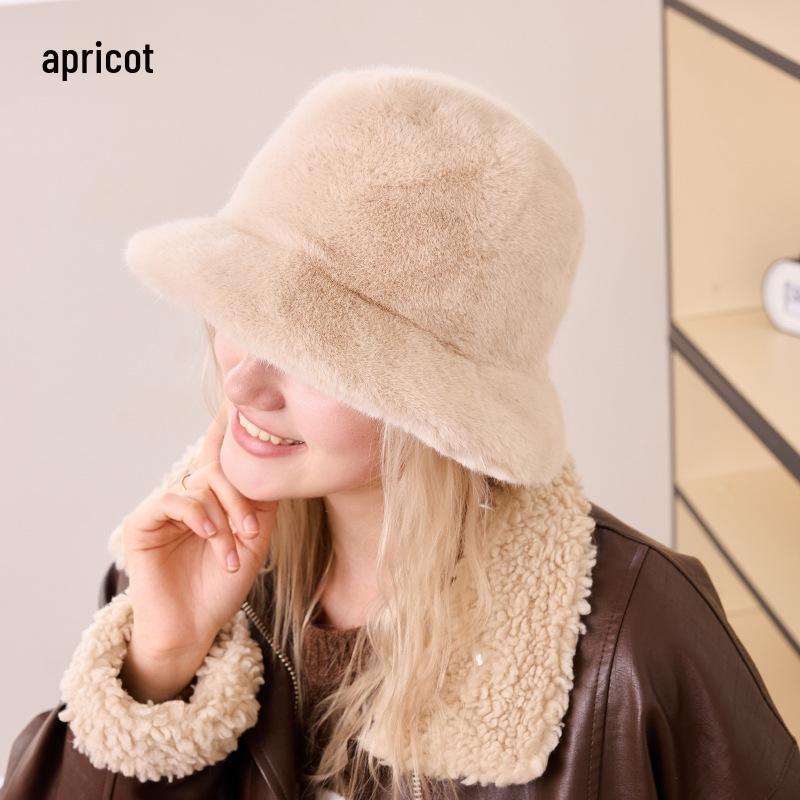 Women's Plush Faux Fur Fisherman Hat - Warm, Stylish, and Versatile for Autumn & Winter