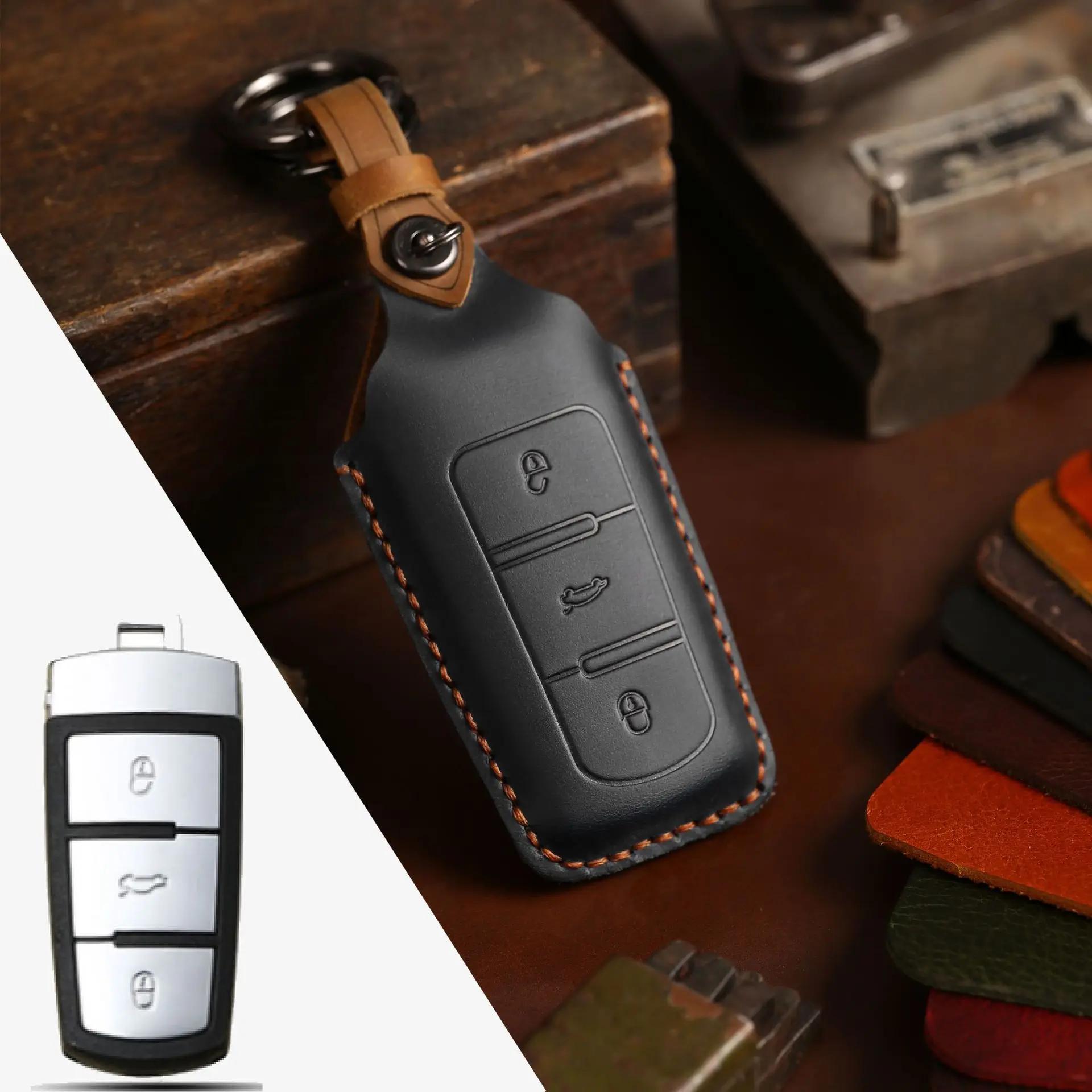 

leather car key cover keychain holder case protector for Vw Volkswagen CC Passat B8 Magtan B7 Remote shell Accessories