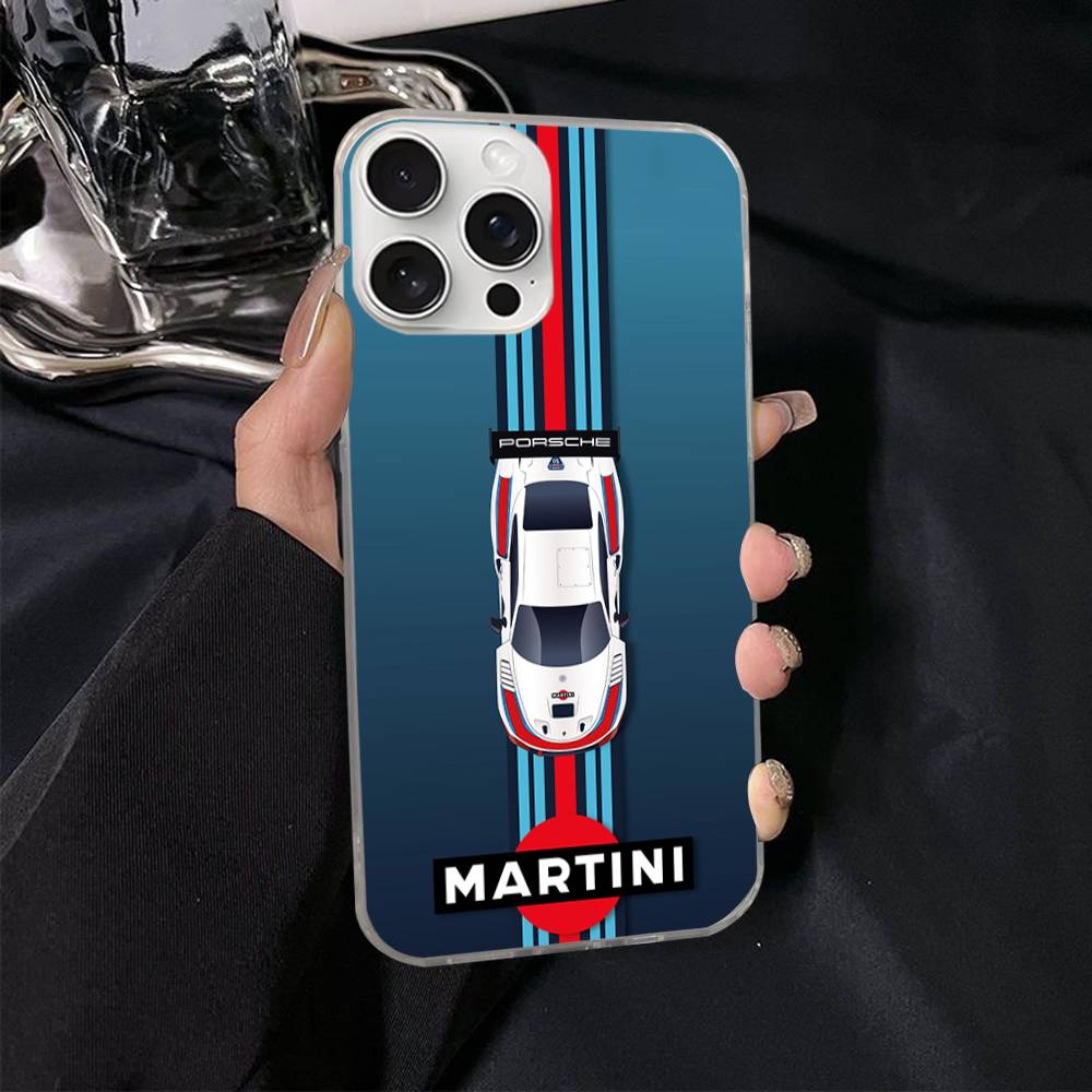 M-Martini Racing Horizontale Streifen Handyhülle Für IPhone 17 16 15 14 13 12 11 Plus Pro Max Satin Bunt Glänzende Hülle