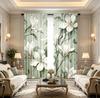 2PCS Digital Printed Curtains, Matcha Green Magnolia Elegant Floral, Window Treatments for Living Room Bedroom Home Decoration