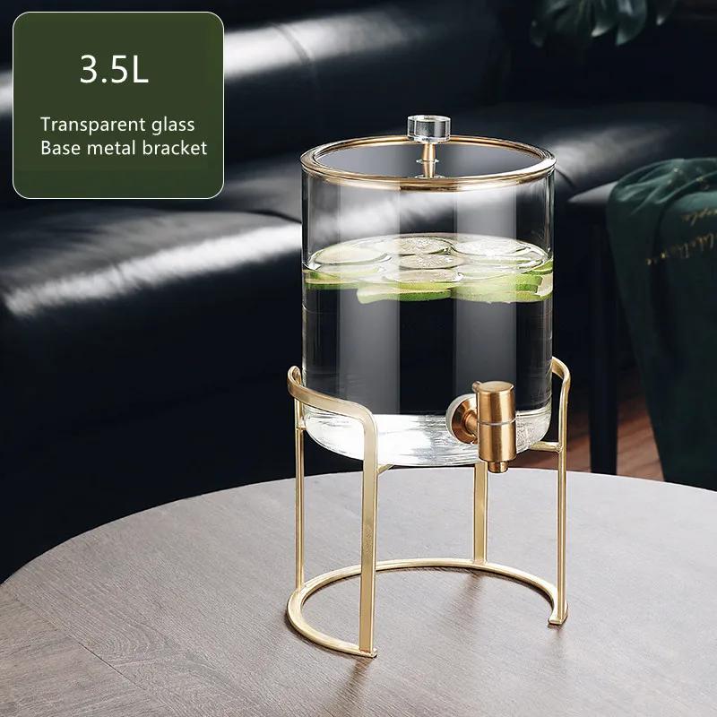 Glass Cold Water Kettle with Faucet Beer Barrel High Temperature Resistant Teapot Modern Domestic Kettle Beverage Bucket