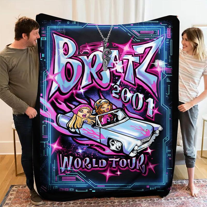 1Pc BRATZ Print Flannel Blanket, High Quality Comfortable for All Seasons, Warmth and Comfort, Perfect for Christmas Gifts