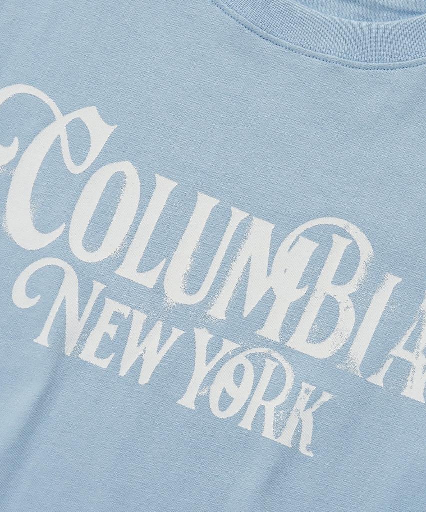 COLUMBIA UNIVERSITY Uni Women Curved Slim-Fit S/S T-Shirts_Light Blue