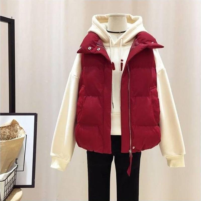 

Большой размер, модный теплый пуховик, женский короткий корейский стиль, студенческий осенне-зимний универсальный свободный жилет, жилет M