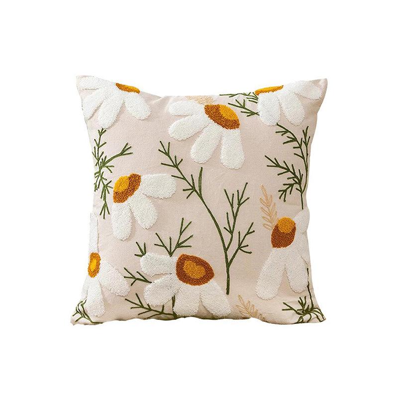 Cream Style Pillow Case Flower Pillow Living Room Sofa Green Rectangular Waist Pillow Bay Window Back Cushion