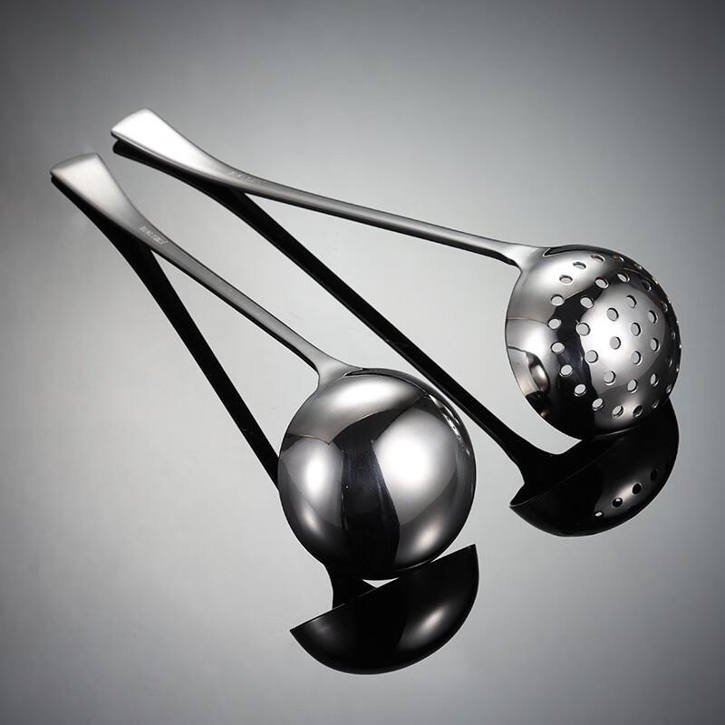 ZISIZ Stainless Steel Soup Ladle & Slotted Spoon Set