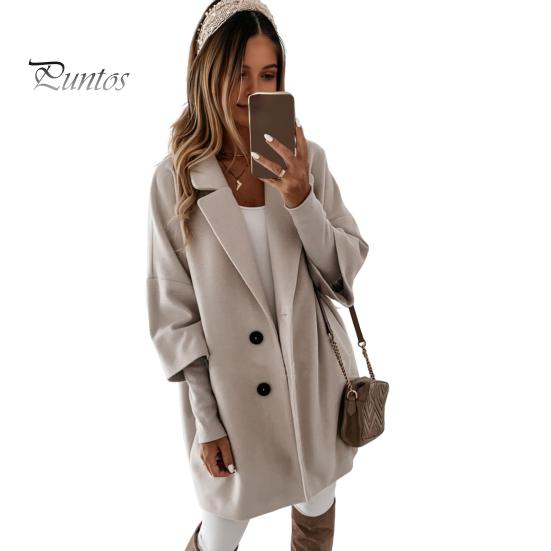 

Женское зимнее пальто с отложным воротником и карманами, однотонное двубортное утолщенное пальто свободного кроя, термобелье с рукавами три четверти для поездок на работу и свиданий M серый