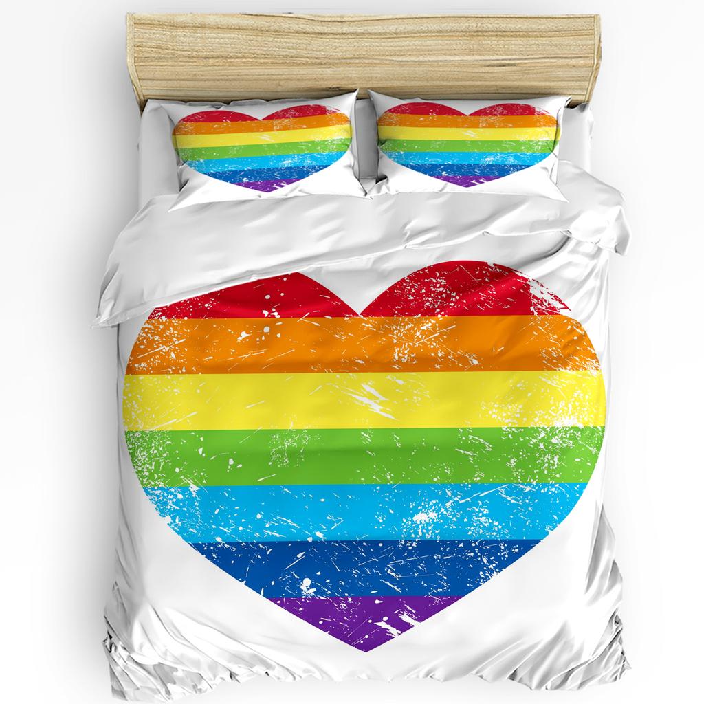 Colorful Butterfly Heart-Shaped 3pcs Bedding Set For Bedroom Double Bed Home Textile Duvet Cover Quilt Cover Pillowcase
