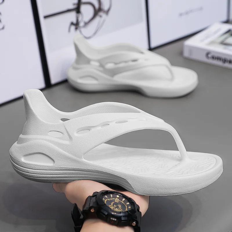 

2025 Стильные мужские шлепанцы с закрытой пяткой, с открытым носком, для улицы, из ЭВА, повседневные сандалии, для дома, с мягкой подошвой, нескользящие тапочки, мужская обувь ch 40-41 белый