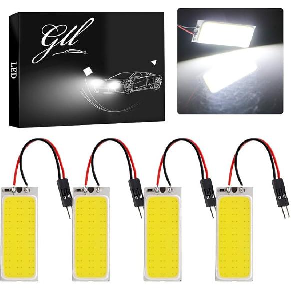 GrandviewTM COB 10-Pack 48-SMD DC12V LED Panel Dome Lamp Auto Car Interior Reading Plate Light Roof Ceiling Interior Wired Lamp With 10X BA9S T10