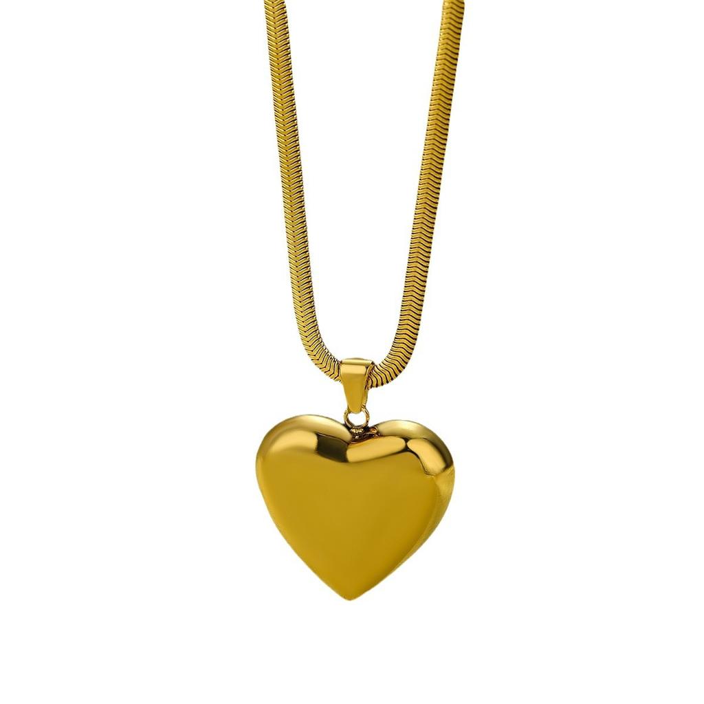 GEMCHIC Women's Heart Shape Stainless Steel Snake Chain Necklace