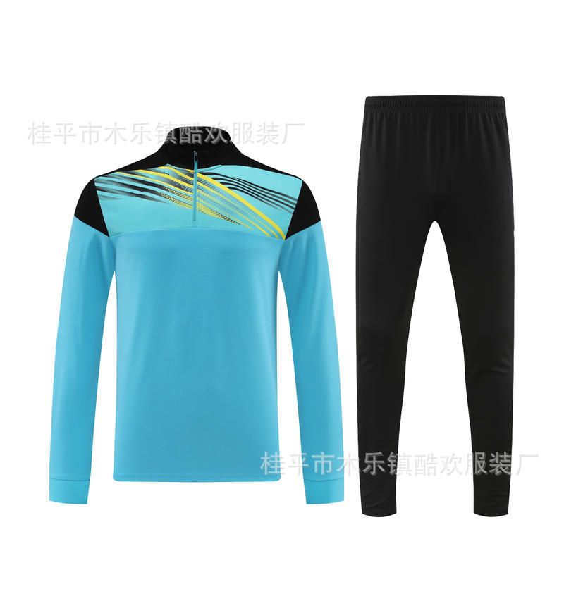 Student Team Half Zipper Long Sleeve Suit Football Training Suit Club Quick Drying Football Jersey Breathable