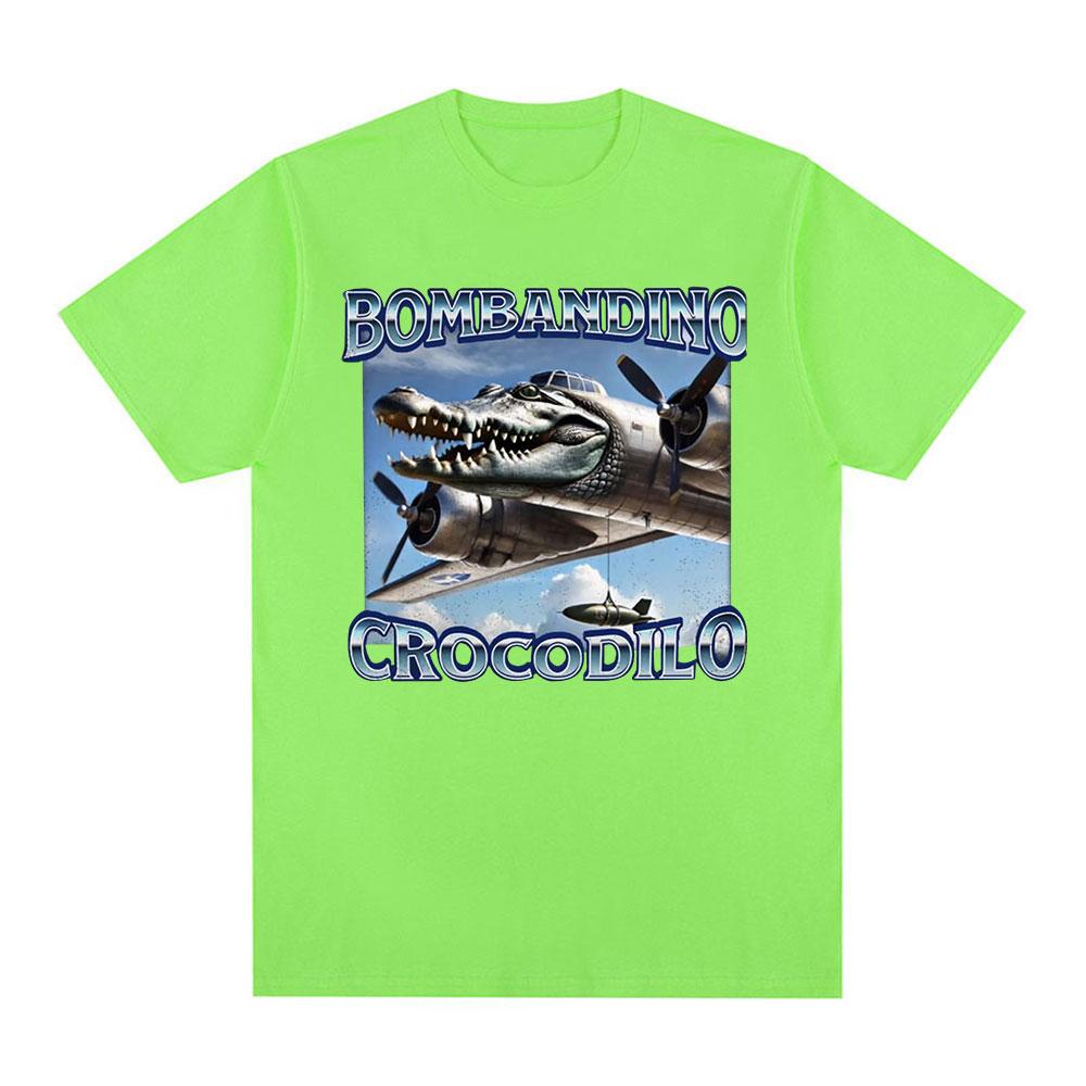 Bombardiro Crocodilo Funny Crocodile Plane Bomber Meme T-shirt Men Women Clothing Casual Cotton Oversized Short Sleeve T Shirts