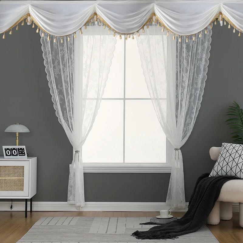 1M Detachable Curtain Ice Silk Swag for Wedding Party Stage Background Veil Home Curtain Decoration Cloth Wave Curtain Tassel