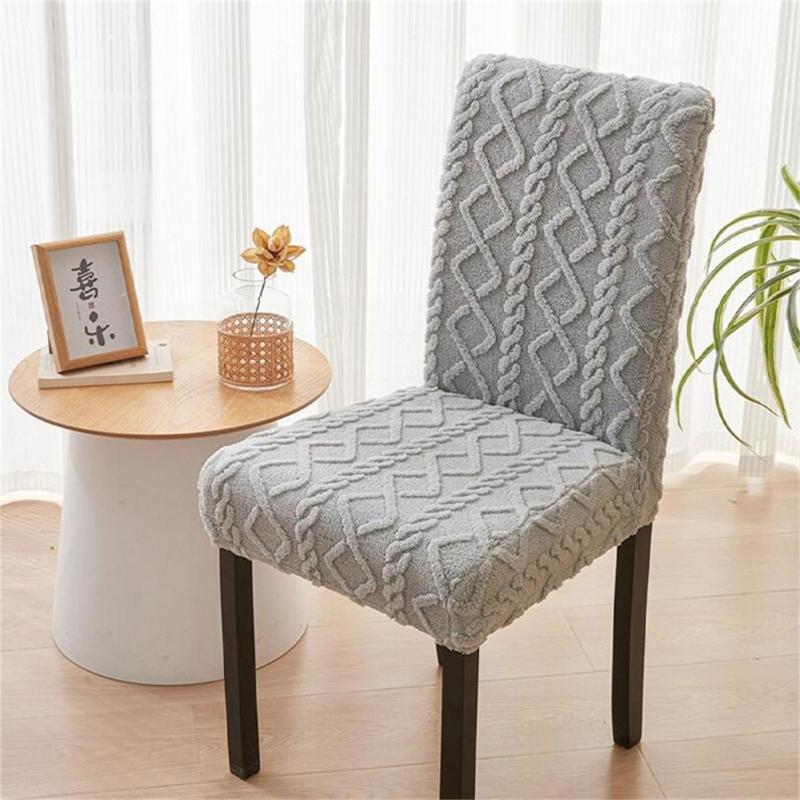 Thicken Plushes Dining Chair Cover Jacquard Stretch Chair Seats Slipcovers Soft Warm Chairs Covers for Kitchen Living Room