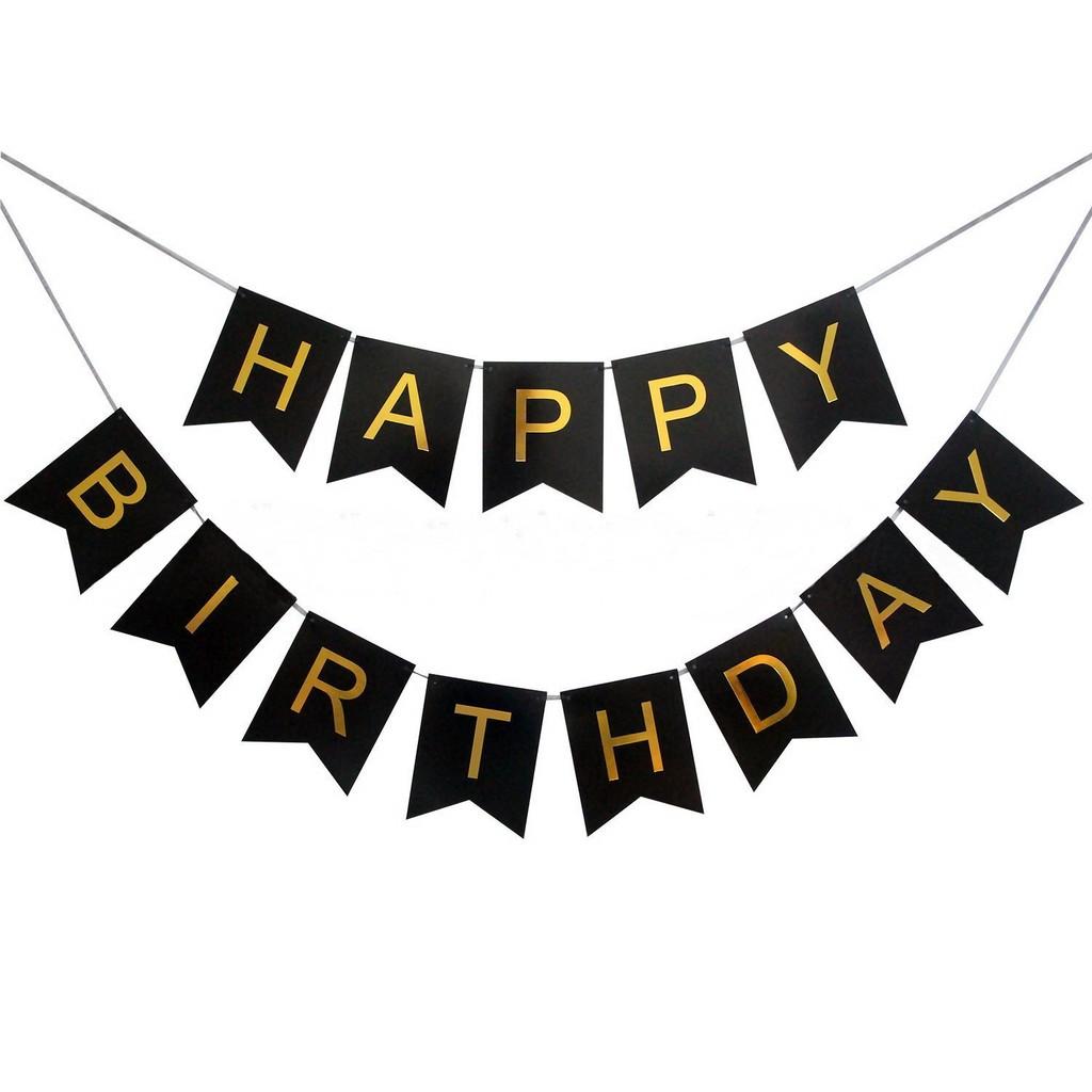 Birthday Happy Unique Triangular Paper Flag Banner With Foil Letters For Special Occasions