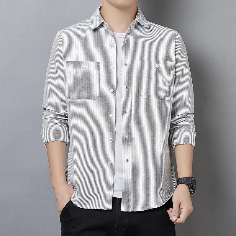 Men's long sleeved shirt Korean casual loose shirt men's coat