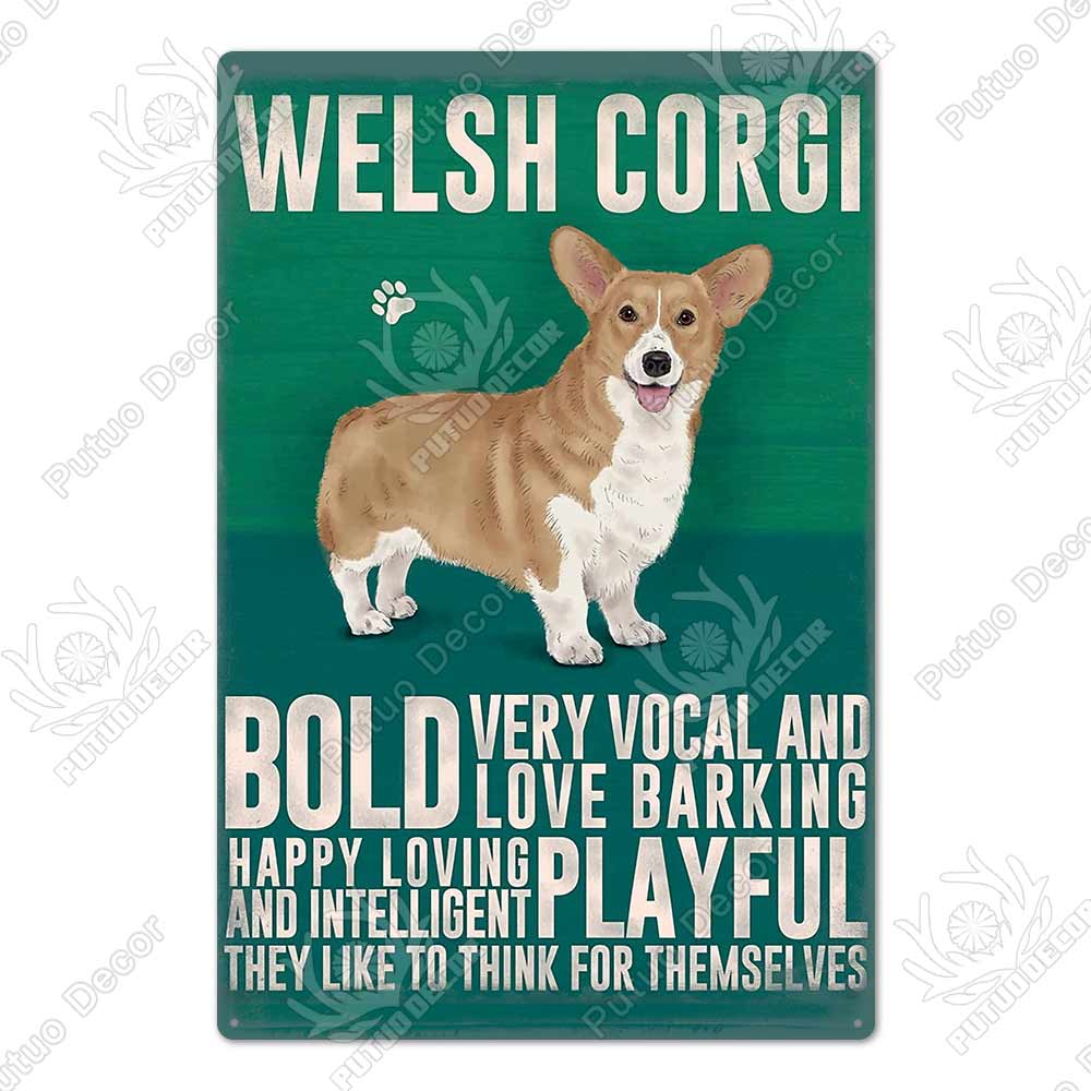 Putuo Decor Dog Vintage Tin Sign Plaque Metal Plate Wall Art Decoration for Living Room Man Cave Cafe Farm Home Retro Poster