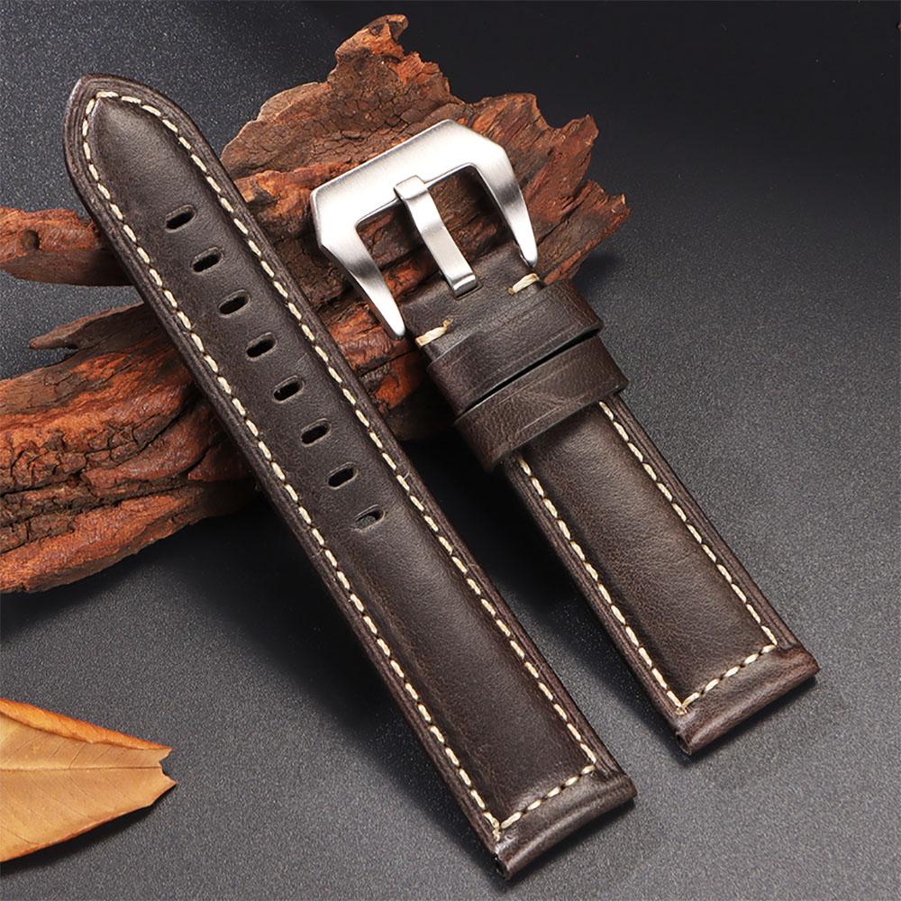Premium Retro Oil Wax Genuine Leather Watchband Men's Soft Calfskin Strap for Seiko for Panerai 20mm 22mm 24mm 26mm Wristband