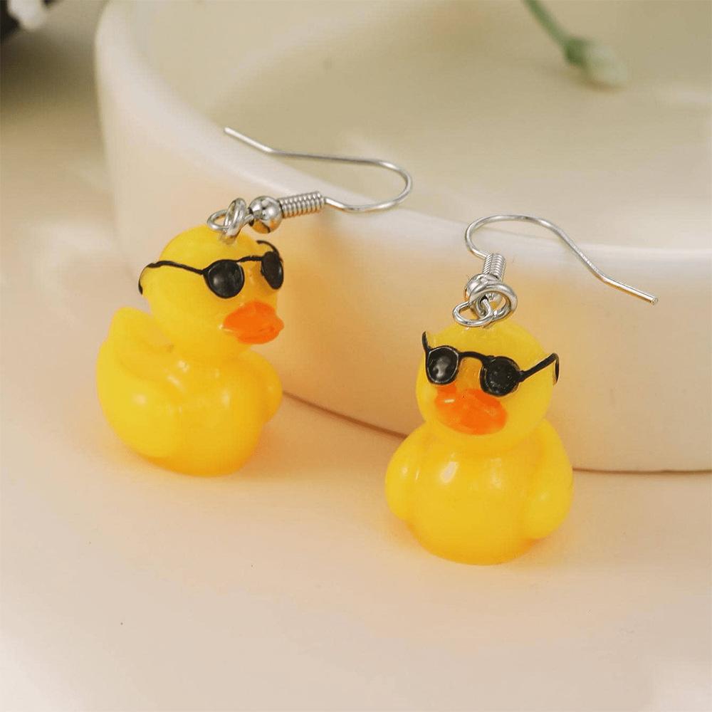 

Трехмерная мультяшная утка-любительница, маленькая желтая утка, смоляные украшения, серьги, браслет, подвеска своими руками