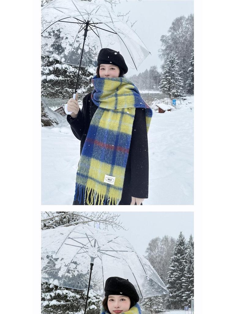 High-End Vivienne Westwood Wool Cashmere Plaid Snood Scarf for Women