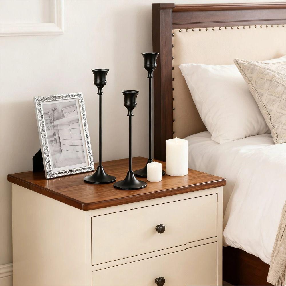 3Pcs Gold Plated Metal Candlestick European Style Tabletop Candle Holder  Hotel Decor