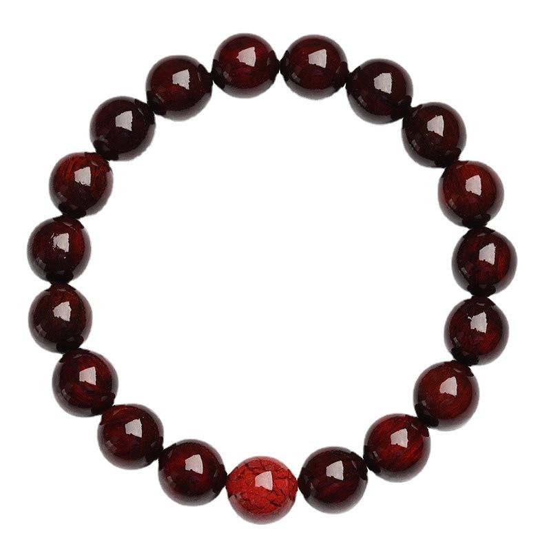 Natural Indian small-leaf rosewood bracelet with zirconium fortune beads, zodiac dragon design, suitable for men and women couples
