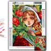 DIY 5D Diamond Painting Flower and Girl Cross Stitch Kit Full Drill Embroidery Mosaic Art Picture of Rhinestones Gift