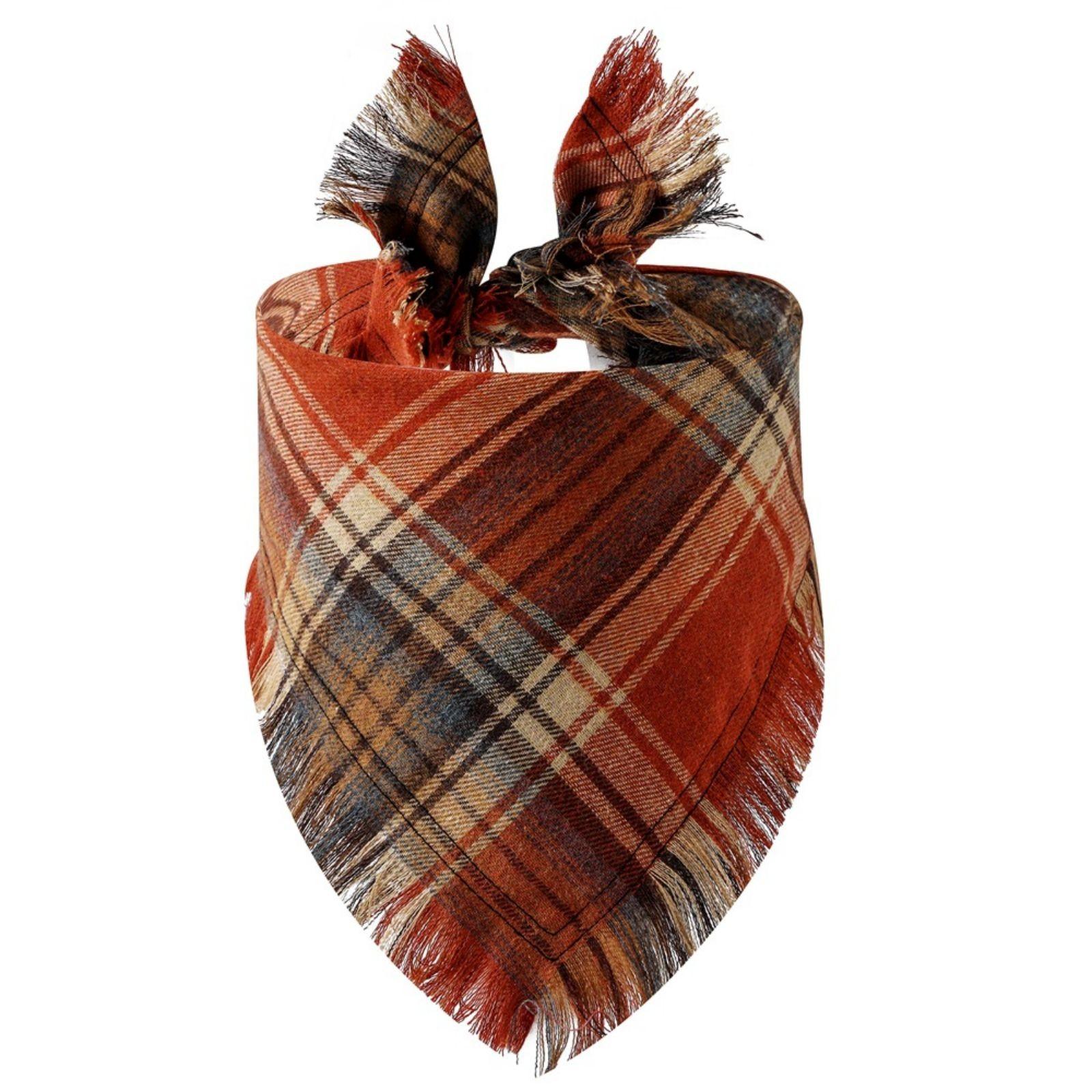 

Оживляющая осенняя бандана для собак с кисточками по краям, классический клетчатый шарф для собак, забавная одежда и аксессуары для собак, костюм для фотосъемки и декор для вечеринки