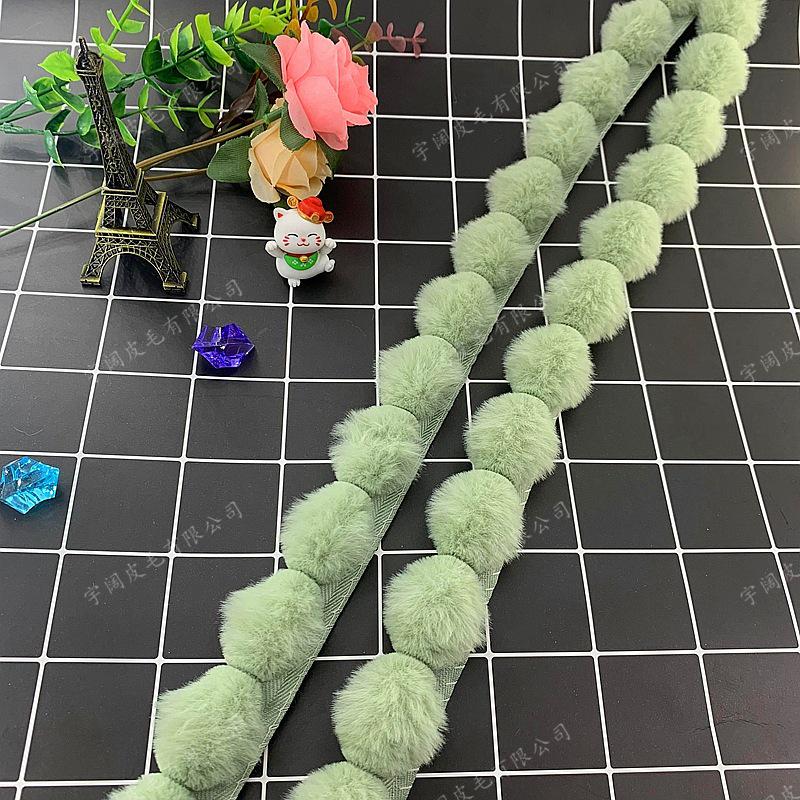 Lace Trim & Faux Mink Fur Pom-pom Border for Crafts and Clothing