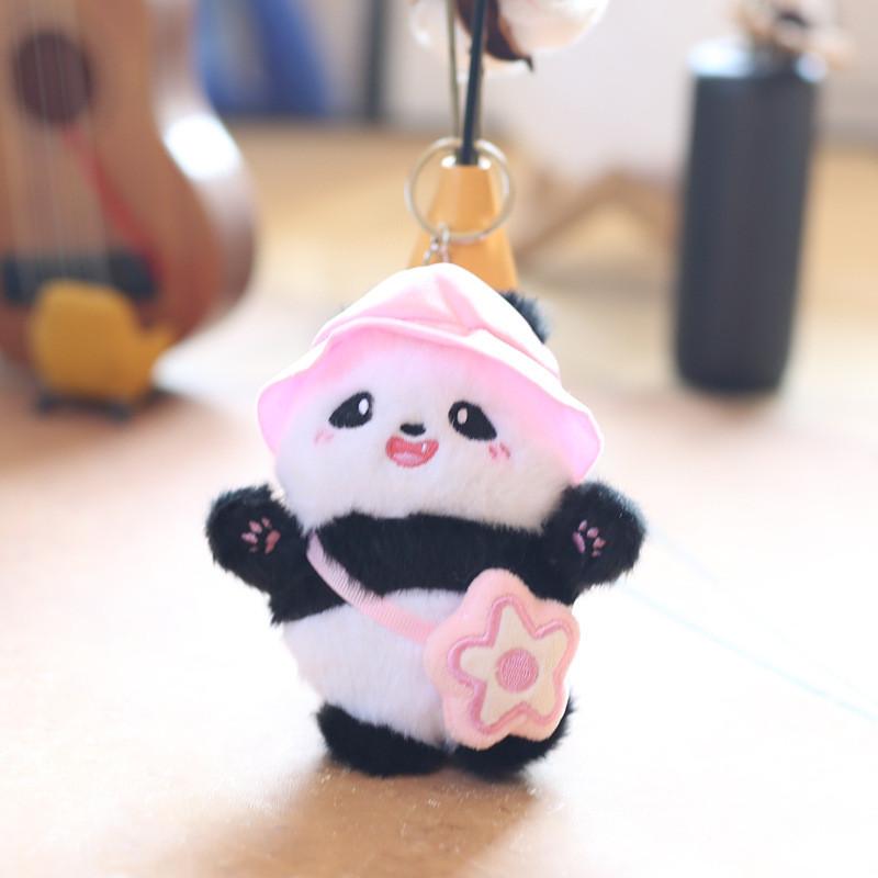 Charming Mini Plush Panda Keychain Cozy Stuffed Animal Hanging Doll For Kids