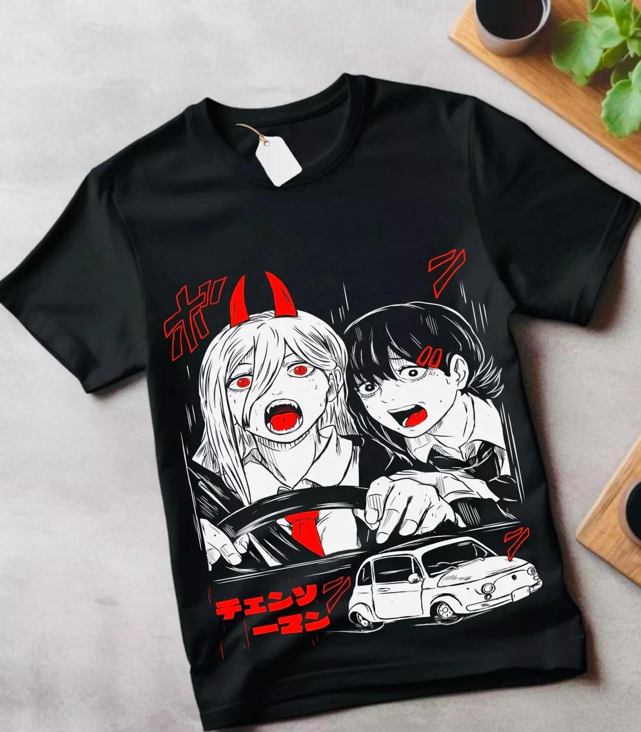 Аниме Человек-бензопила Футболка Человек-бензопила CSM Де́ндзи Па́уэр Черная рубашка Все размеры XL